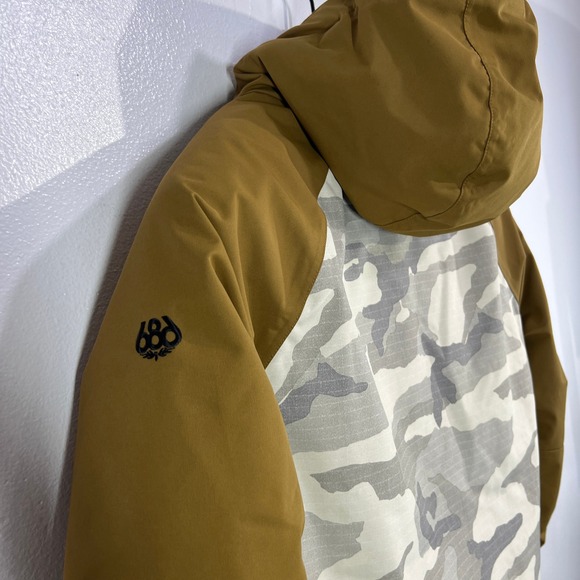 686 Youth 10K Snowboard Jacket Camo Brown Hooded Waterproof Insulated Winter - Picture 4 of 14
